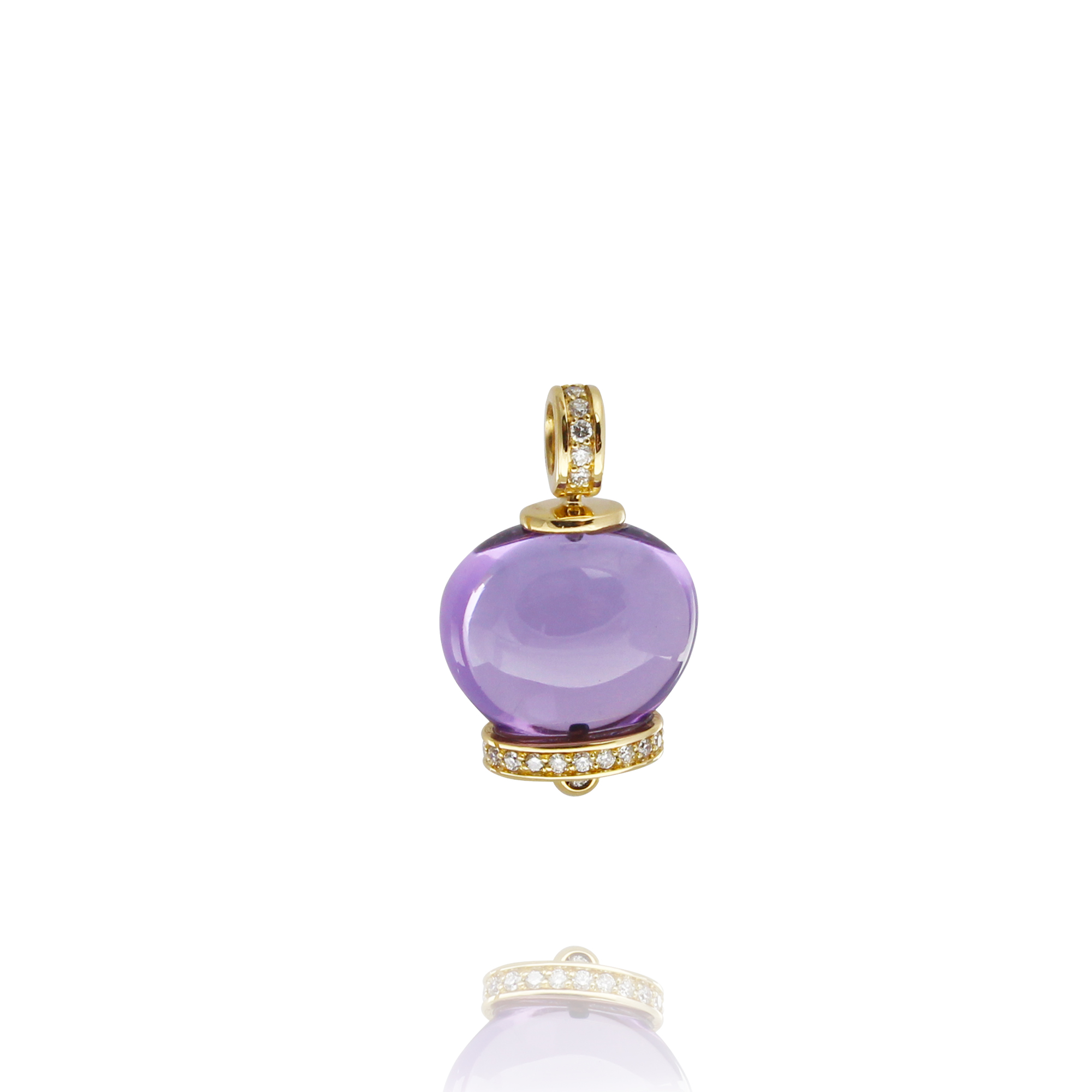 pendant campanelle in yellow gold 18 carat amethyst and diamonds