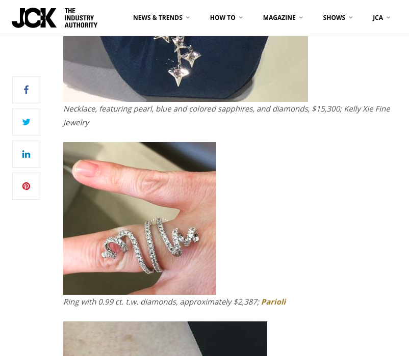 pierścionek parioli nastri w jck magazine usa